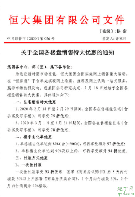 恒大75折賣房是真的嗎 恒大75折賣房優惠到什么時候2